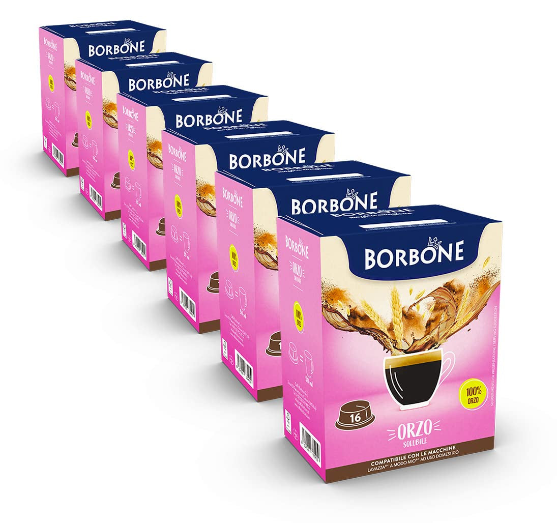 Caffè Borbone Malzkaffee - 96 Kapseln (6 Packungen mit 16 Stück) - Compatible con Lavazza A Modo Mio Haushalts-Espressomaschinen