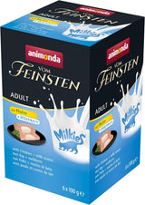 animonda Vom Feinsten Alimento para Gatos Adultos, Nassfutter für ausgewachsene Katzen, con Pollo + Leche, 6 x 100 g