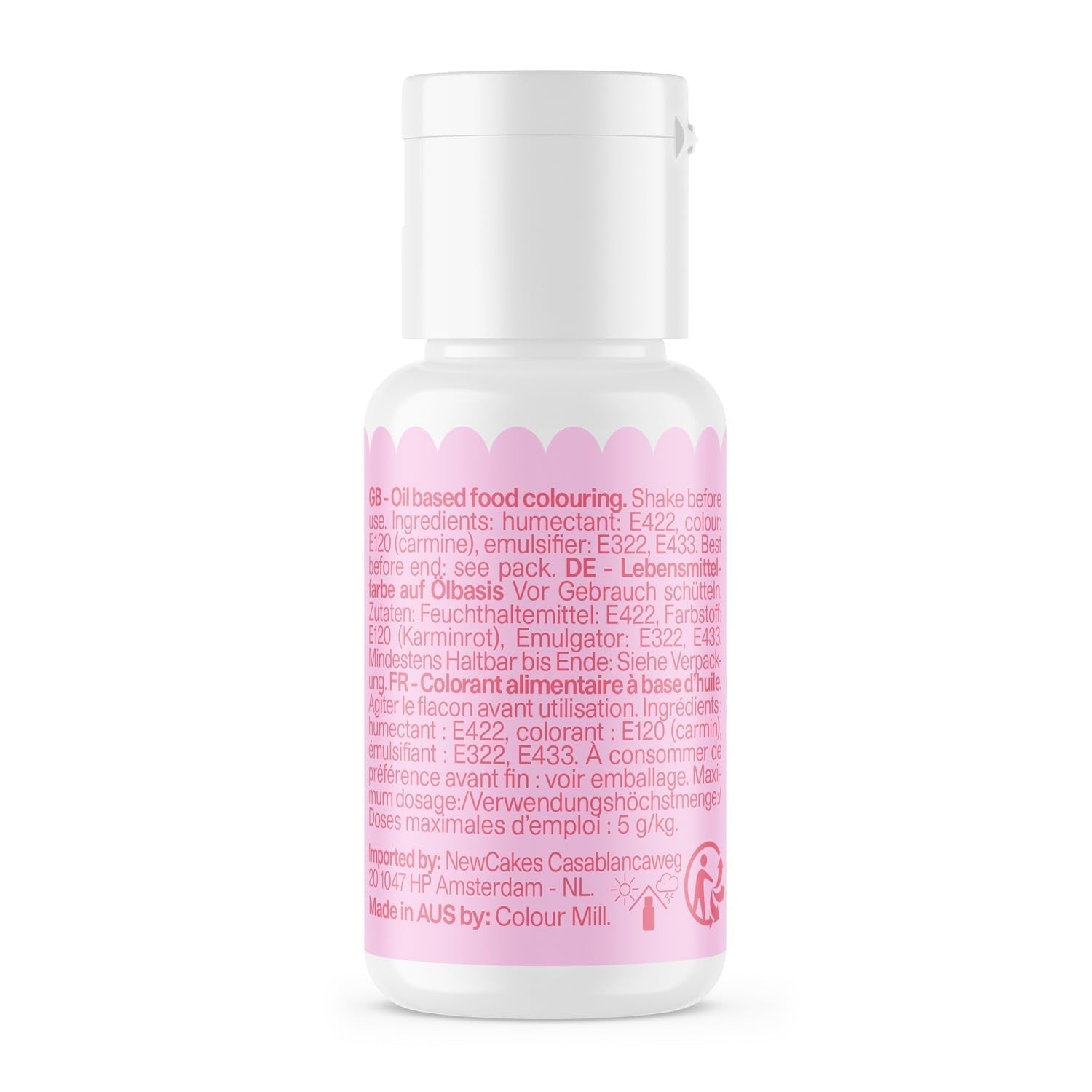 Color Mill Colorante Alimentario a Base de Aceite, Mezcla de Aceite Rosa Pálido - Colorante Alimentario para Chocolate, Fondant, Muffins, Pasteles, Hornear, Macarrones - Colorante Alimentario para Decoración de Pasteles - 100ml