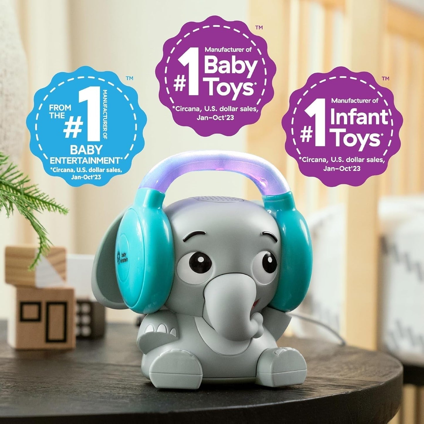 Baby Einstein Earl the Elephant Máquina de Sonido Bluetooth, Sistema de Música + Luz Nocturna, Juguetes para Bebés y Niños Pequeños Tienda Bebe Naty
