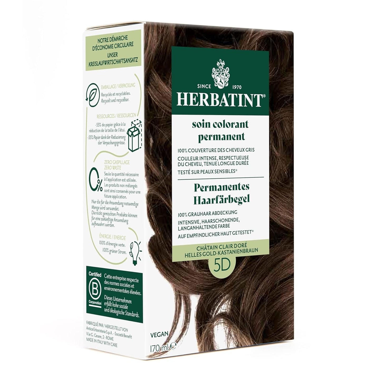 Tinte permanente en gel 6N rubio oscuro - 170 ml I Sin amonia, 100% de cobertura de las canas I Probado en pieles sensibles, con 8 extractos de plantas