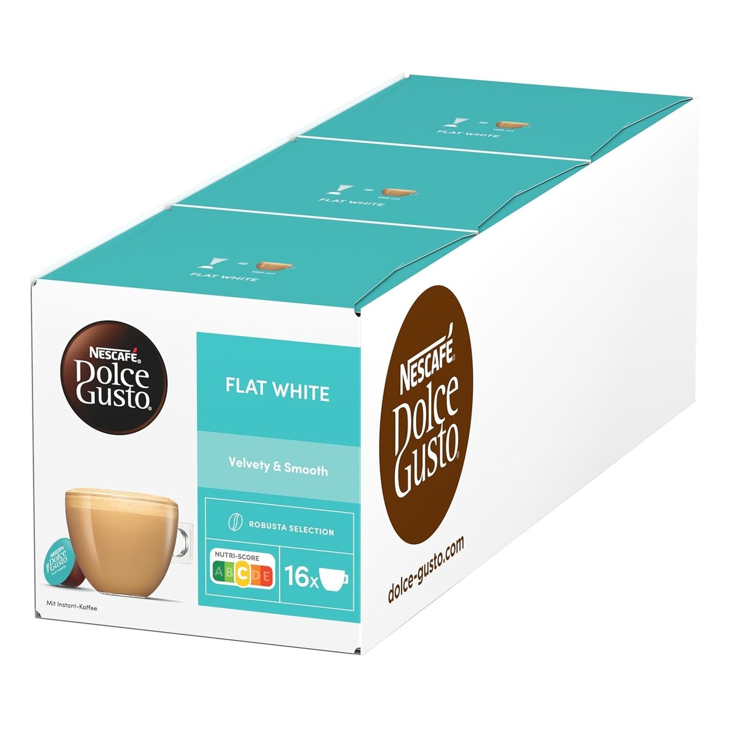 NESCAFÉ DOLCE GUSTO Flat White Kaffeekapseln Paquete de 3 (3 x 16 Kapseln)