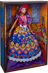 Muñeca Barbie del Día de Muertos 2022 con vestido tradicional con volantes, corona de flores y pintura facial de calavera, regalo para coleccionistas