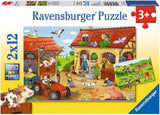 Ravensburger Puzzle para niños - 07574 Policía y bomberos - Puzzle para 3+ Puzzle de 2x12 piezas Naty Shop 07560 Ocupado en la granja