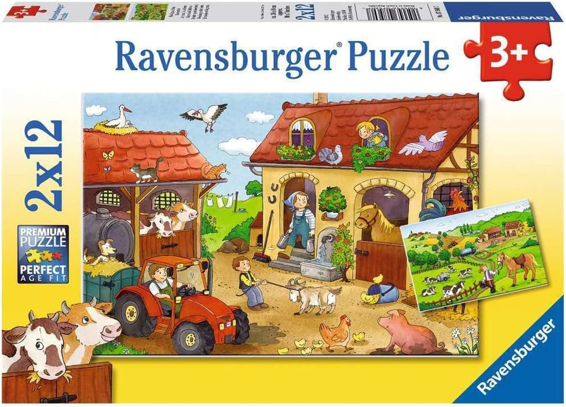 Ravensburger Puzzle para niños - 07574 Policía y bomberos - Puzzle para 3+ Puzzle de 2x12 piezas Naty Shop 07560 Ocupado en la granja