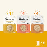 Applaws Sobres de comida húmeda natural para gatos Paquete múltiple Selección de caldo de pollo - 12 sobres x 70 g