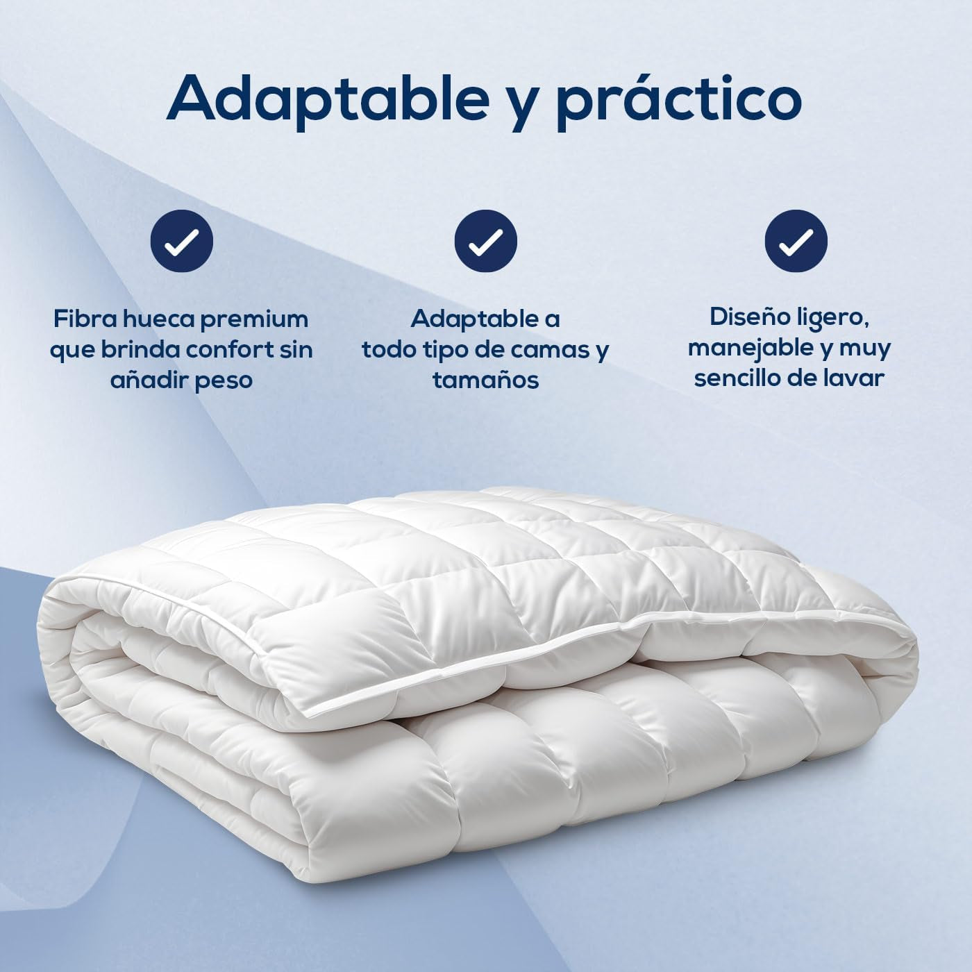 Edredón de Fibra, 250 G, Microfibra, Suave, Sedoso, para Camas de 100, 105 y 110 cm, Blanco, 180 X 220 cm Edredones y Edredones Naty Shop