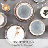 Moritz & Moritz TARENTO Vajilla para 6 personas de 24 piezas, gris - Elegante juego de platos de gres de alta calidad - El juego de vajilla incluye 6 platos llanos, 6 platos de postre, 6 platos llanos y 6 tazas