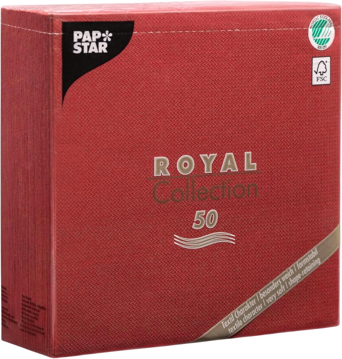 Papstar 11608 50 servilletas "Royal Collection" pliegue 1/4 40 X 40 cm, Burdeos