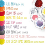 Scrapcooking - Juego de 9 colorantes alimentarios en polvo - Azul, Amarillo, Rosa, Púrpura, Naranja, Verde lima, Rojo, Rosa empolvado, Negro - Colorante en polvo comestible para tartas, muffins, macarons - 4270