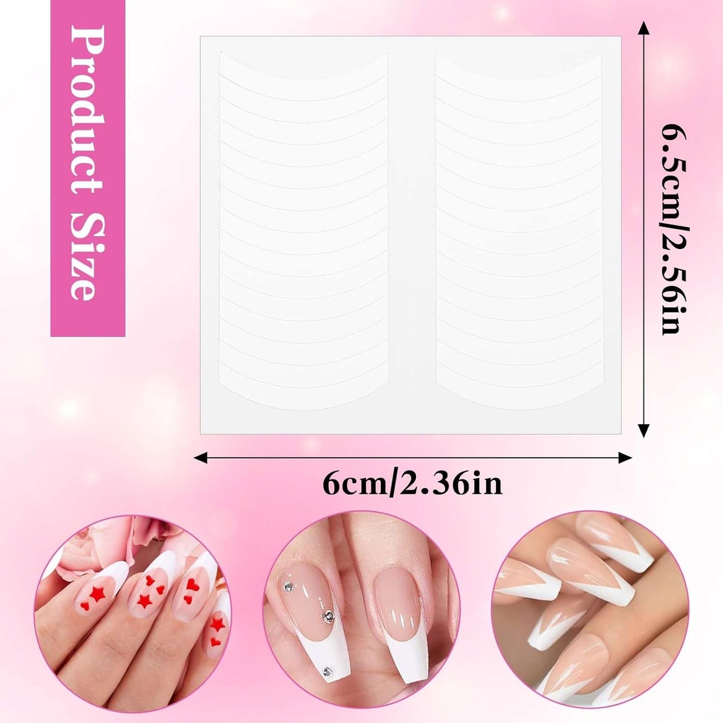 1620 Stück French Schablonen Nägel, French Nail Schablone, Maniküre Schablonen, Selbstklebende Nail Art Sticker Frenchs Für DIY Nageldesign Maniküre Dekoration Nageldesign Zubehör