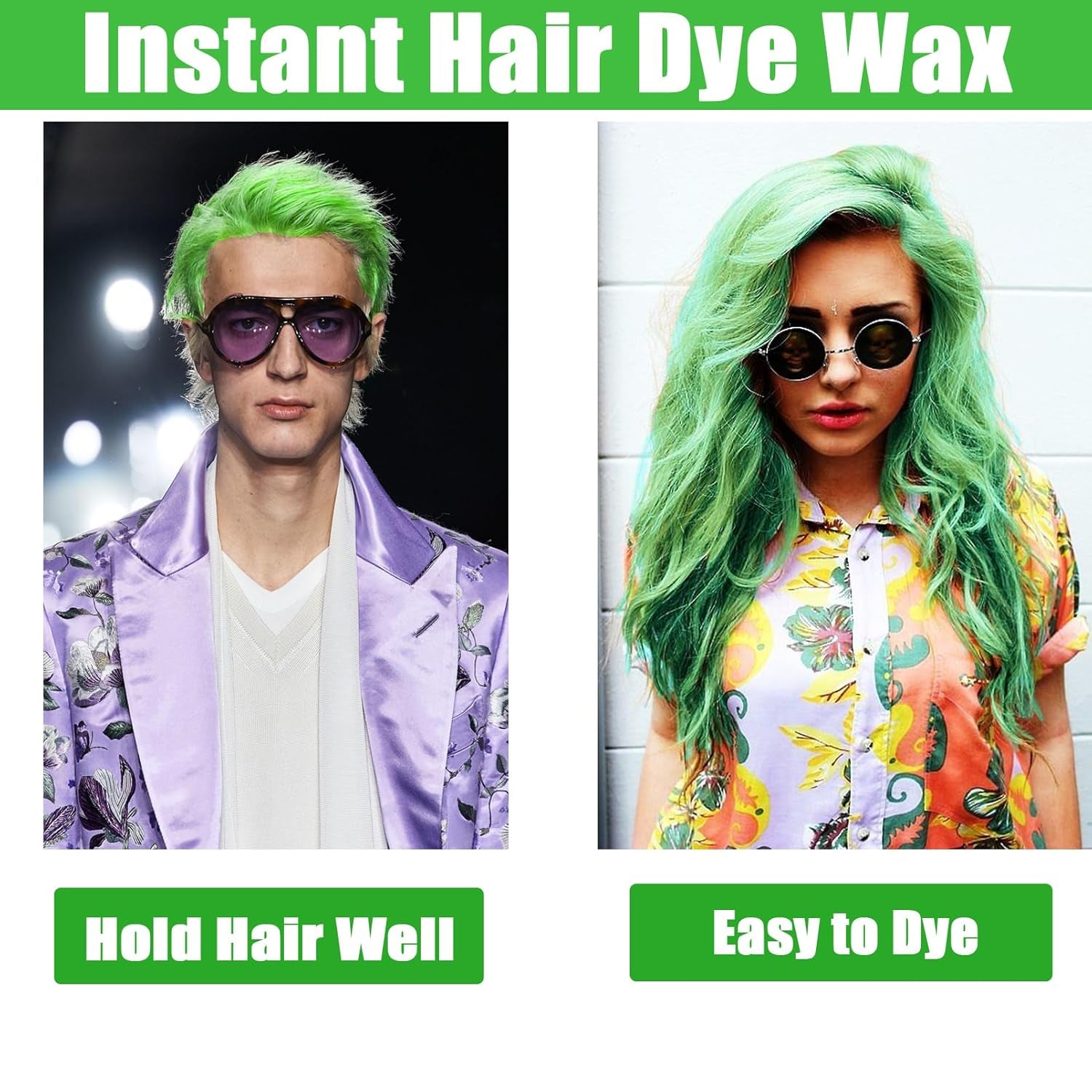 Cera para el cabello temporal verde, spray para el cabello temporal Crazy Green, barro semipermanente lavable, color de cabello de una sola vez, barro de pasta para el cabello de peinado instantáneo, color de cabello natural para fiestas, actividades y tinte para el cabello de Halloween Naty Shop