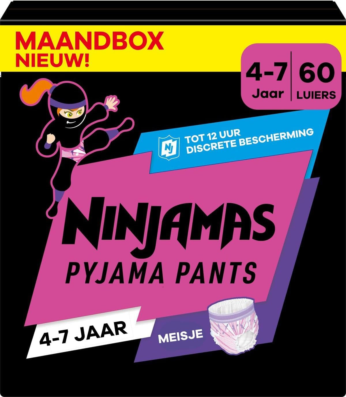 17-30 kg protección contra fugas toda la noche Pampers pantalones de pijama color sólido corazones 4-7 años 60 pantalones de pijama