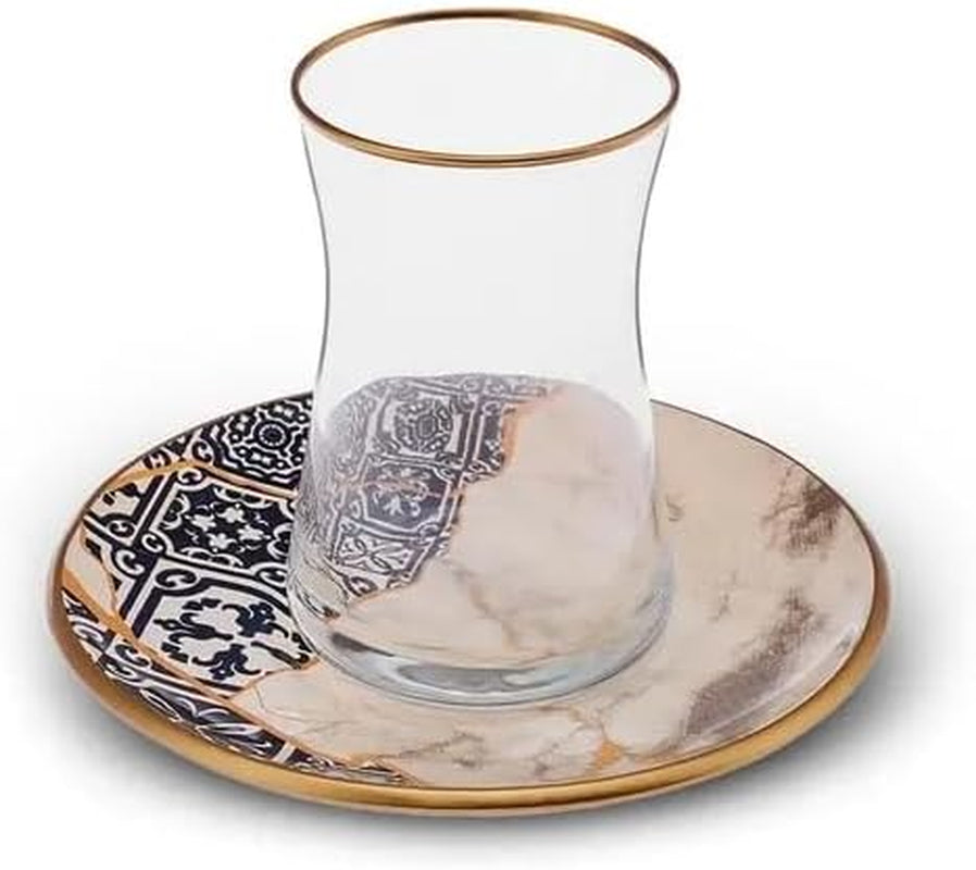 Juego de té Karaca Aris de 12 piezas para 6 personas: exquisito servicio de porcelana para disfrutar del té con elegancia