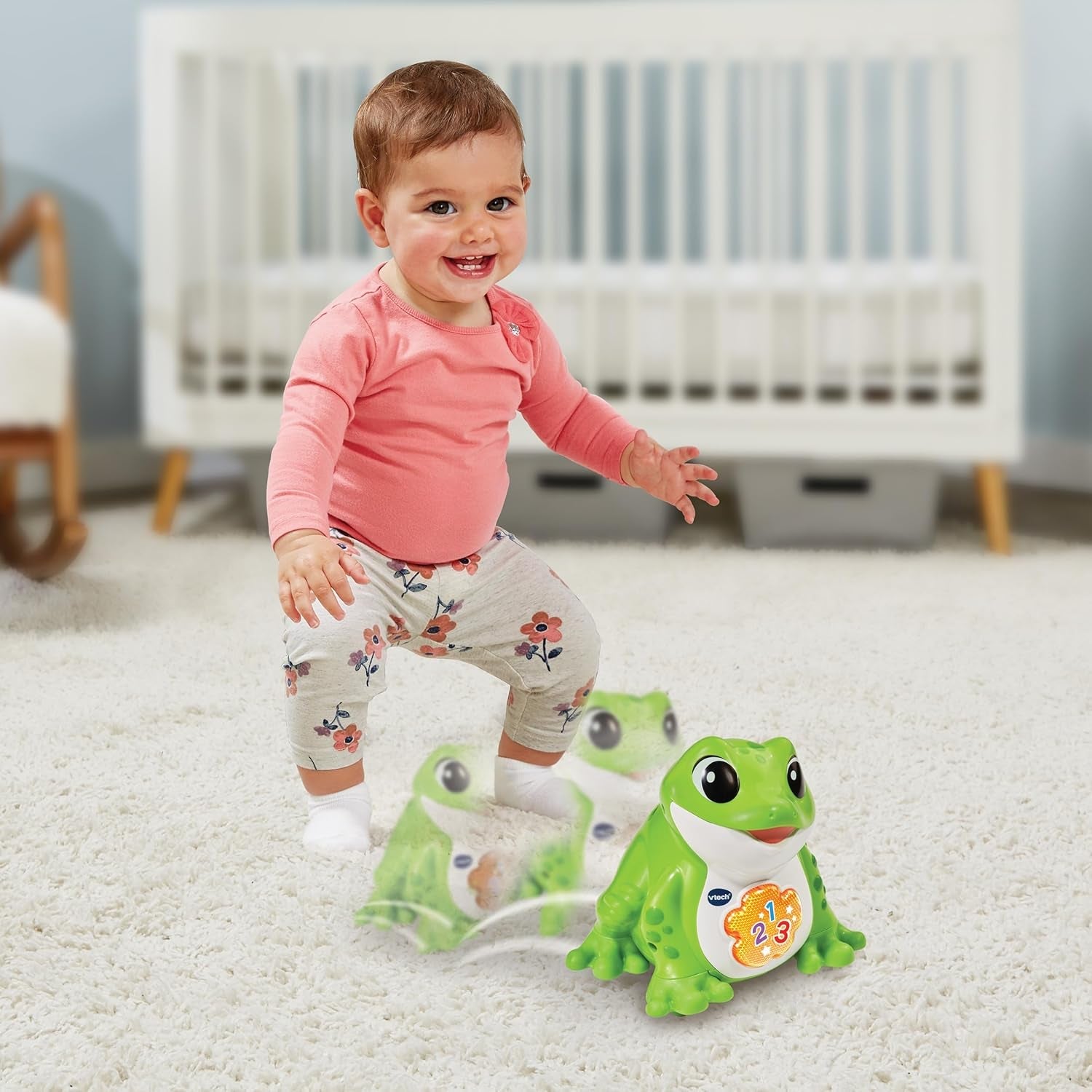 Vtech Baby Jumping Frog - Rana saltarina parlante con 3 canciones y 12 canciones - Para niños de 12 a 36 meses Juguetes para bebés Naty Shop