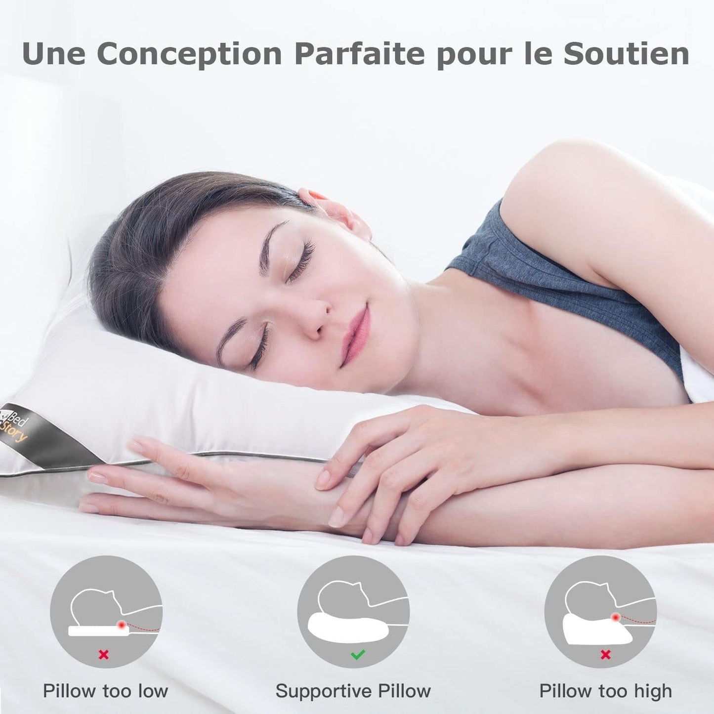 Almohada Bedstory, 50 X 70 Cm, 2 Piezas, Resistente A Las Mordeduras, Respira El Sudor, Hipoalergénica, Relleno: 100% Fibra De Poliéster, Ultra Confort Y Suave Comodidad Y Excelente Soporte Naty Shop Almohadas Estándar