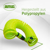 Amig - Manguera en espiral | Fabricado en polipropileno | Extensible hasta 7,5 m | Incluye lanza de riego, adaptador y 2 juntas | Verde pistacho
