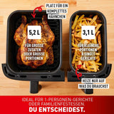 Freidora de Aire Caliente Tefal Dual Easy Fry con dos cámaras, capacidad 5,2/3,1 litros, dos cajones independientes, 7 programas Electrodomésticos Naty Shop