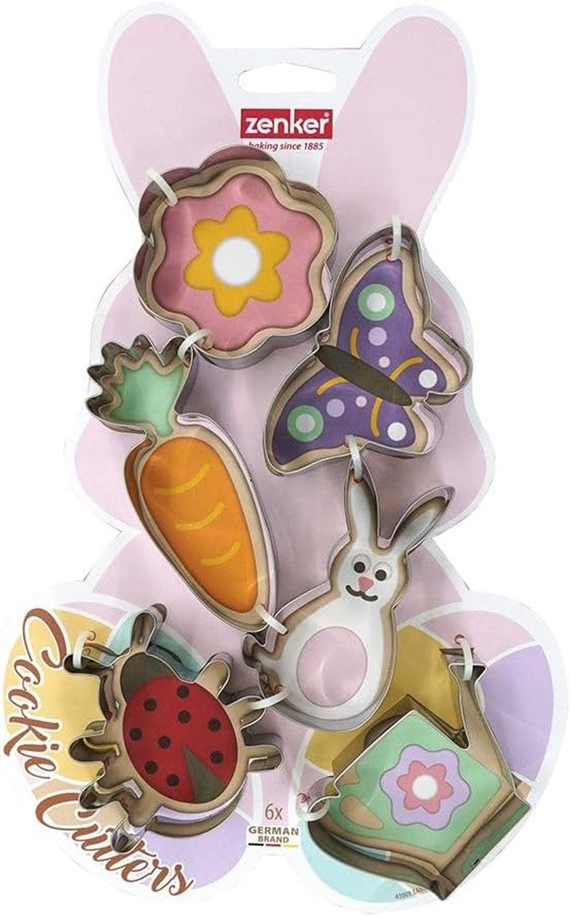 Zenker 44876 Juego de moldes para galletas, 6 piezas, multiforme, arenados, galletas, zanahoria, acero inoxidable, 7,9 x 2,5 cm