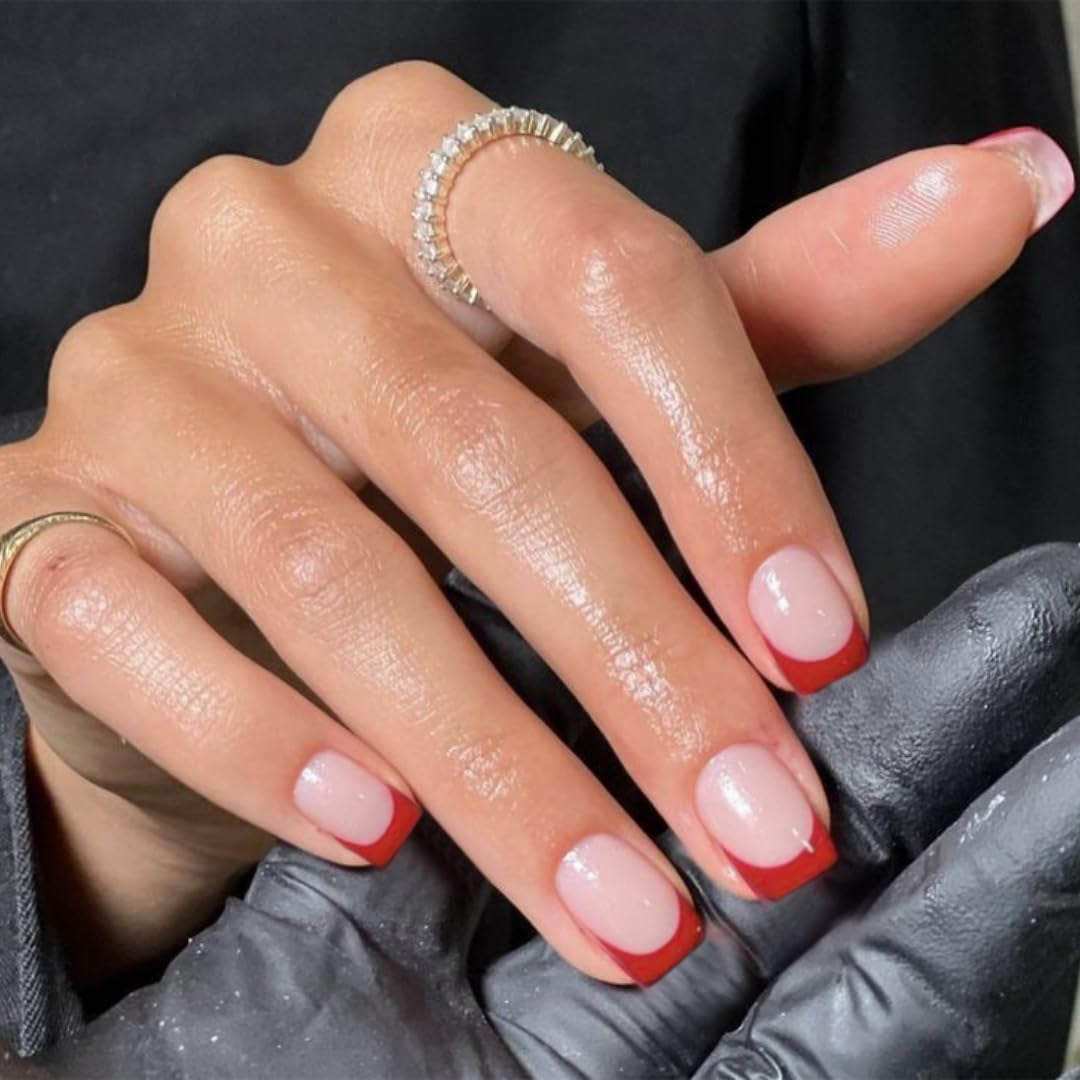 Puntas francesas largas, pegamento con purpurina dorada en uñas cuadradas largas, juego de uñas postizas con punta francesa y purpurina, uñas artificiales cuadradas para mujer, 24 Uds.