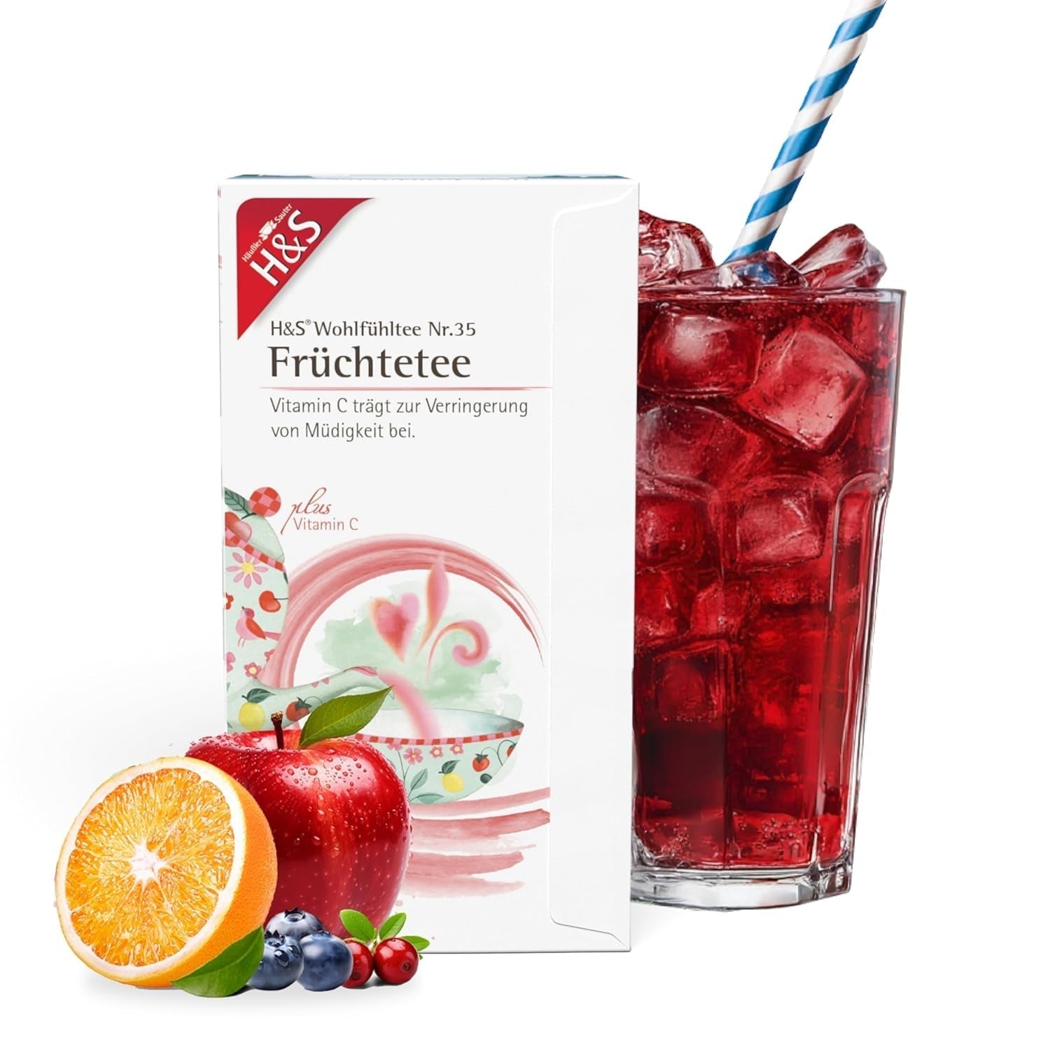 Té de frutas con vitamina C de H&S: mezcla de té de frutas refrescante y sabrosa, 20 x 2,7 g