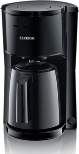 SEVERIN Cafetera de filtro con jarra térmica, cafetera de hasta 8 tazas, atractiva cafetera de filtro con jarra aislada, negra, 1 litro, KA 9306