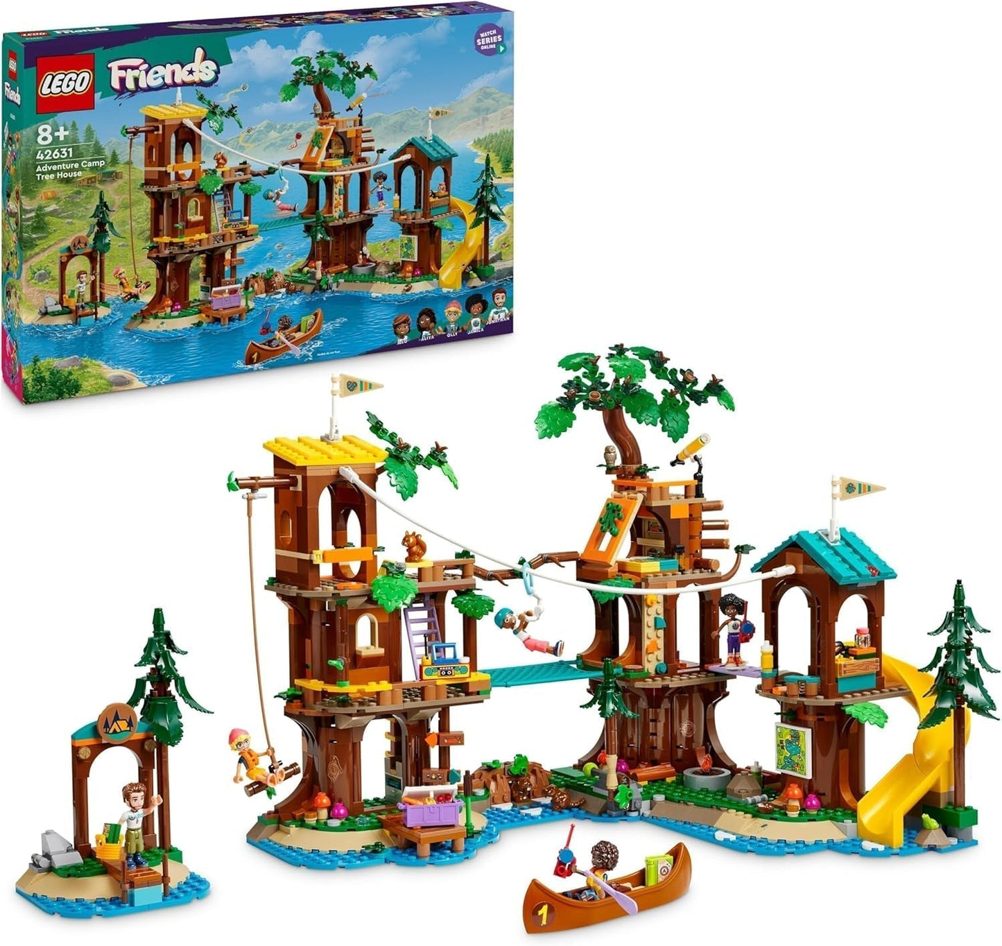 LEGO Friends Casa en el Árbol en el Campamento de Aventuras, Set de Juego para Niñas y Niños a Partir de 8 Años con 5 Figuras y 5 Animales, Idea de Regalo para Juegos Creativos, Juguetes Deportivos, Casa de Muñecas 42631 Juegos de Construcción Besuche den LEGO-Store Default Title