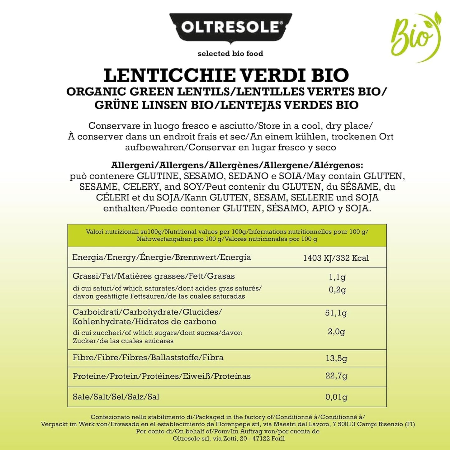 Lentejas Verdes Orgánicas 5kg, Legumbres Enteras Orgánicas, Fuente de Proteínas y Fibra, Ricas en Fibra y Minerales, Paquete Económico