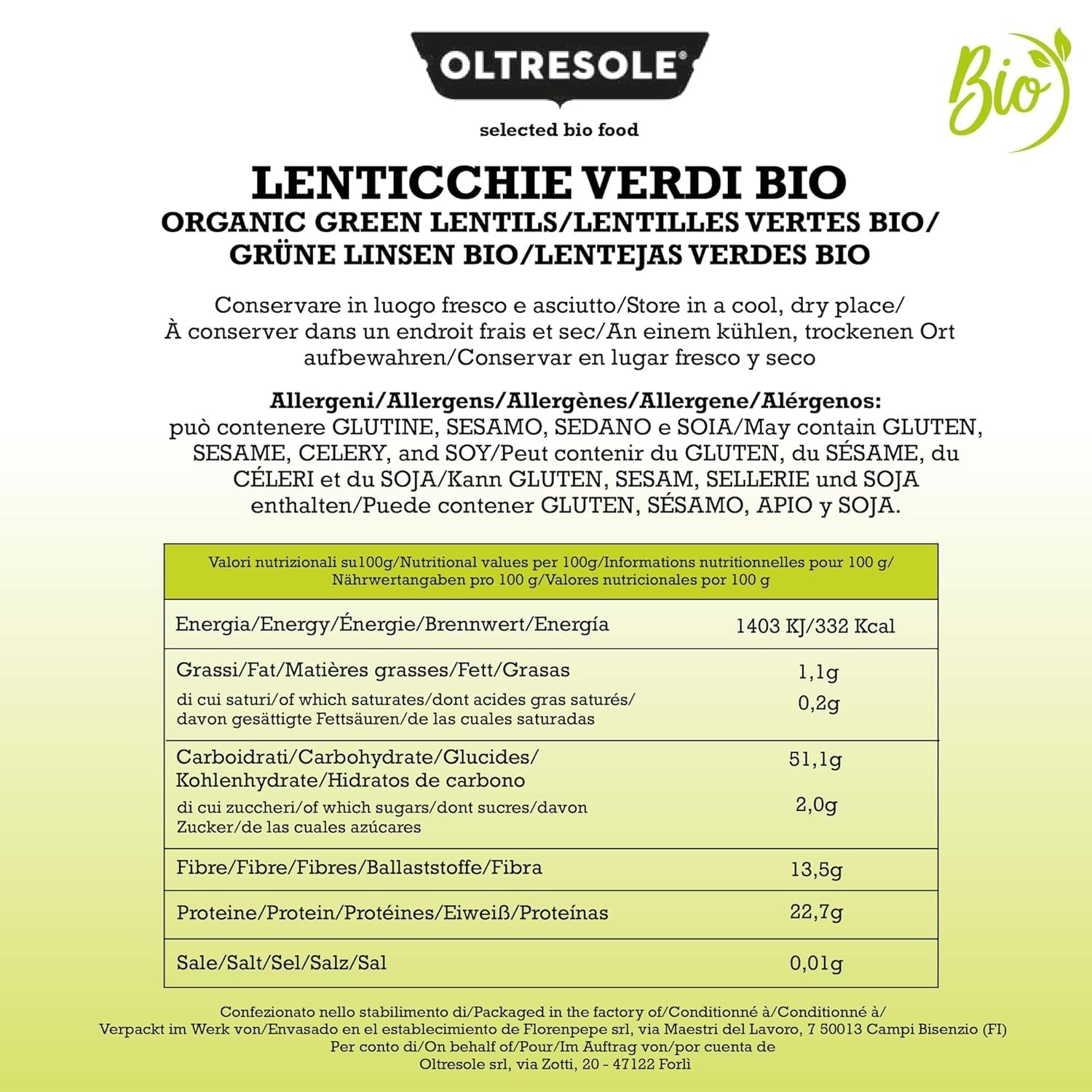 Lentejas Verdes Orgánicas 5kg, Legumbres Enteras Orgánicas, Fuente de Proteínas y Fibra, Ricas en Fibra y Minerales, Paquete Económico