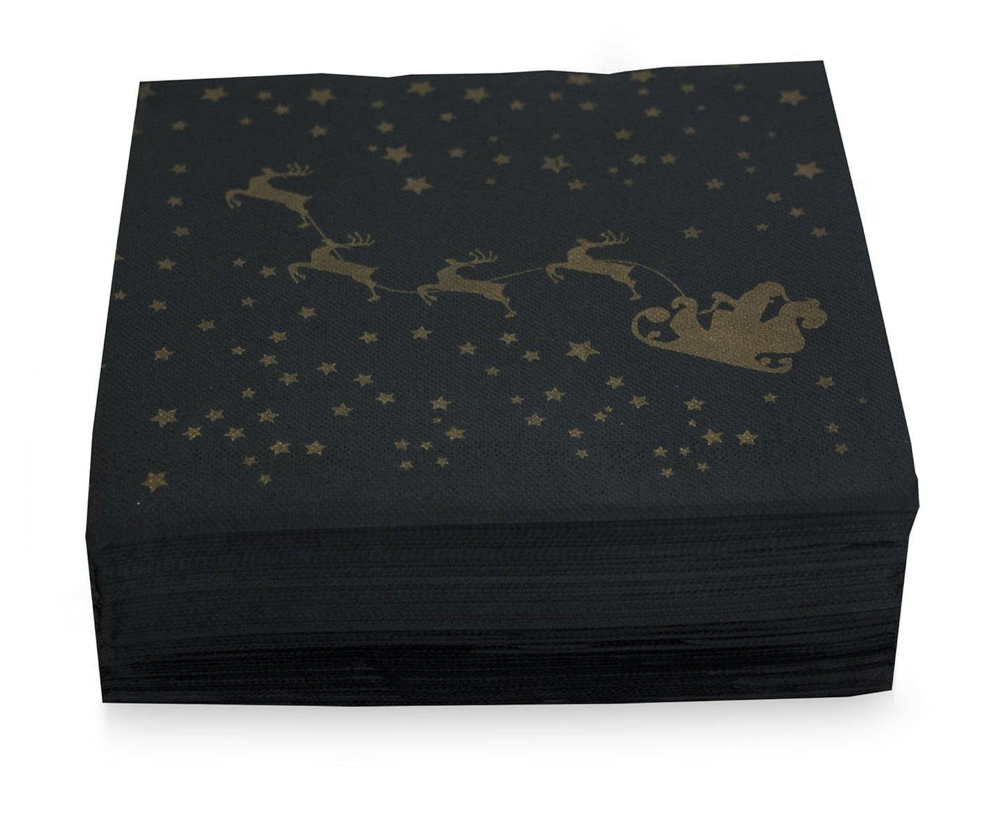 Servilletas De Satén Papá Noel 40 X 40 2 Capas Pliegue 1/4 50 Servilletas Punta-Punta Negro
