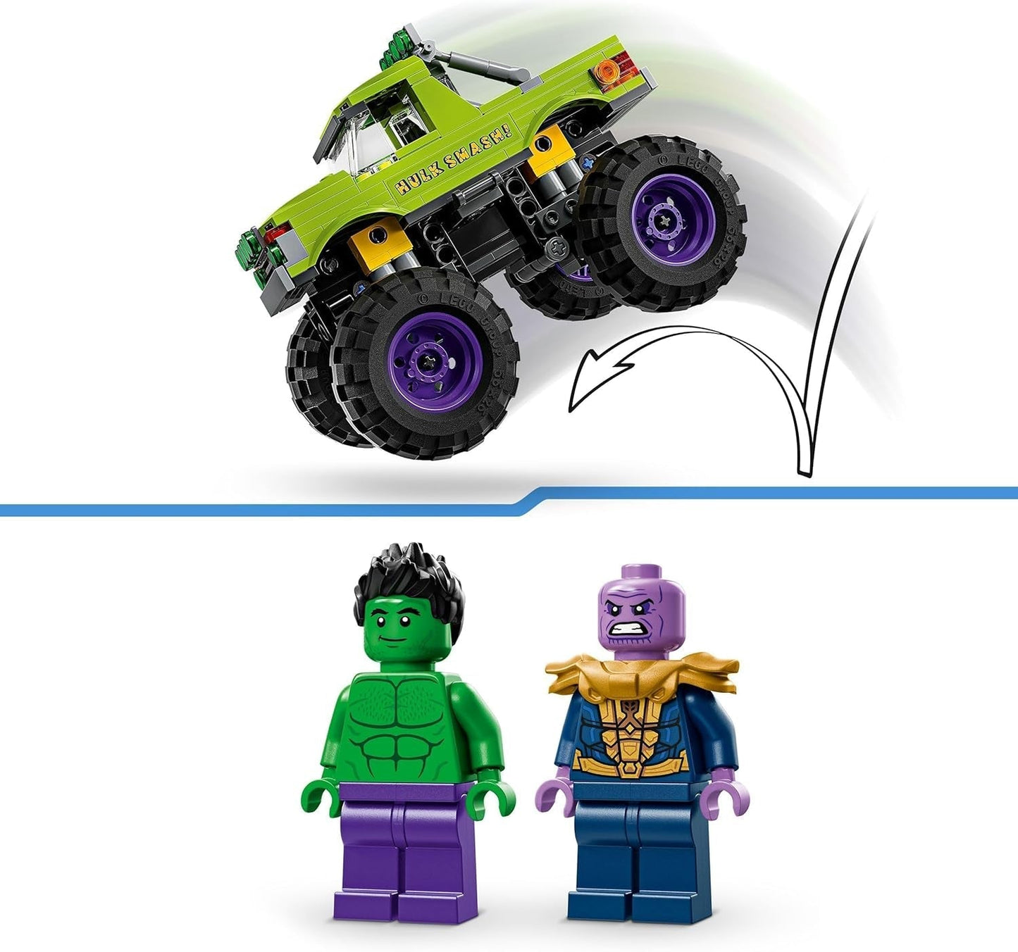 LEGO Ç€ Marvel Camión Hulk Vs. Thanos - Juguete de construcción de superhéroe - Vehículo y minifiguras de los Vengadores - Monster Truck para megadiversión - Regalo para niños y niñas a partir de 7 años - 76312 Juegos de construcción Besuche den LEGO-Store