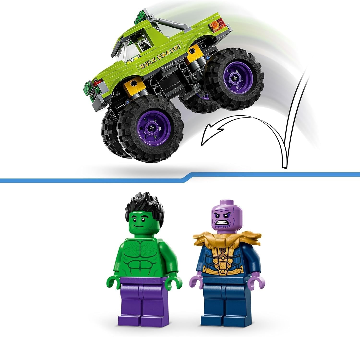 LEGO Ç€ Marvel Camión Hulk Vs. Thanos - Juguete de construcción de superhéroe - Vehículo y minifiguras de los Vengadores - Monster Truck para megadiversión - Regalo para niños y niñas a partir de 7 años - 76312 Juegos de construcción Besuche den LEGO-Store