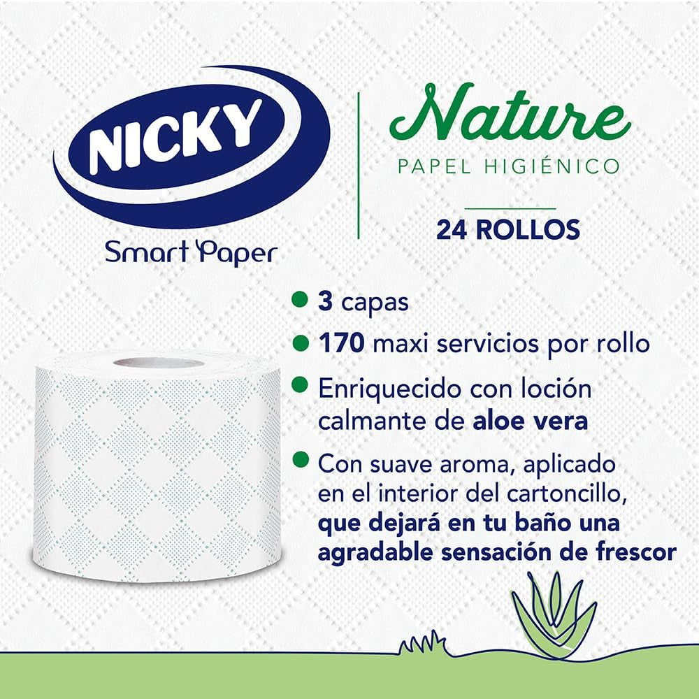 Papel higiénico Nature, 12 rollos, 3 capas.