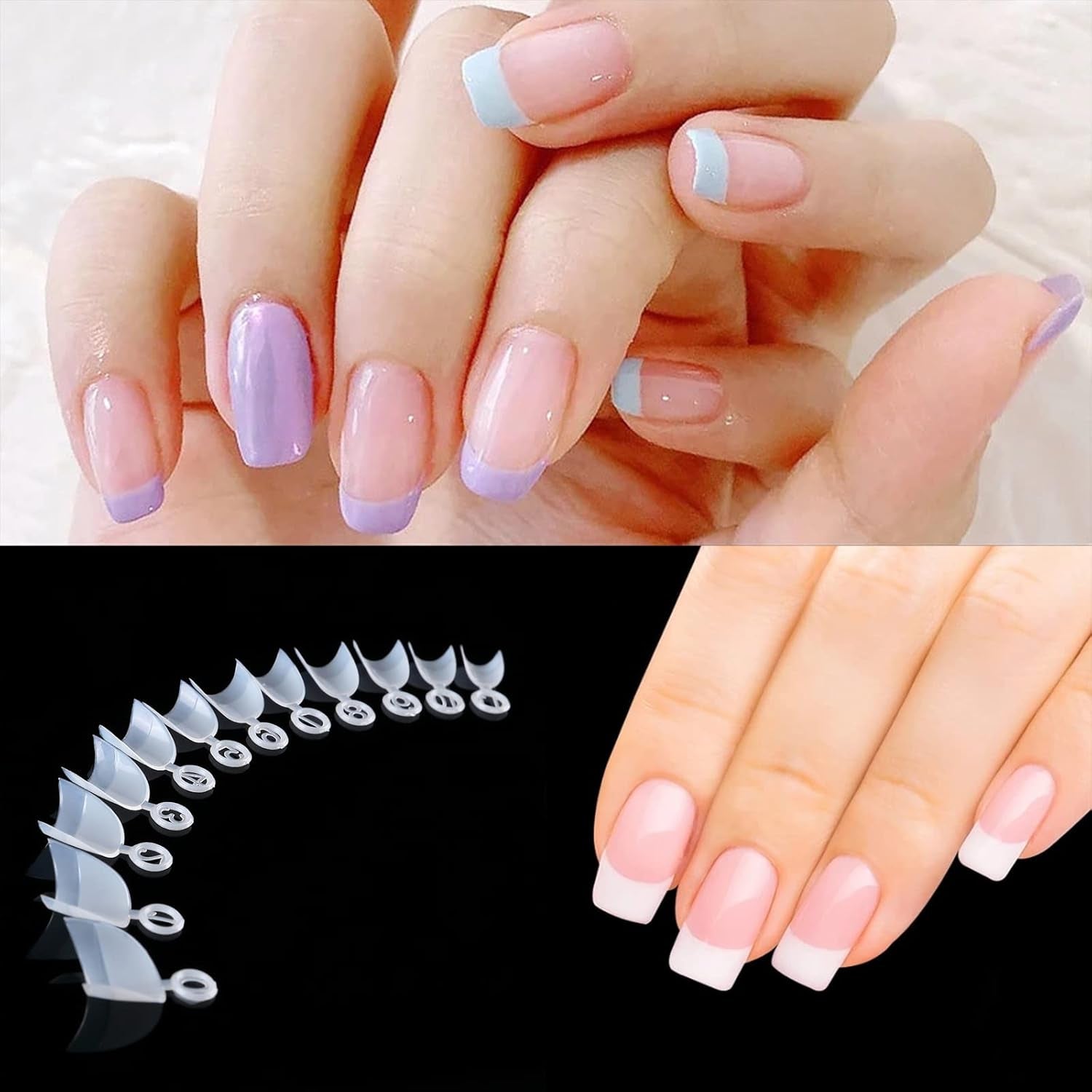 600 uñas artificiales cortas ovaladas, 12 tamaños, media cubierta, puntas de uñas postizas acrílicas, uñas artificiales para manicura, salón de mujeres, bricolaje (natural)