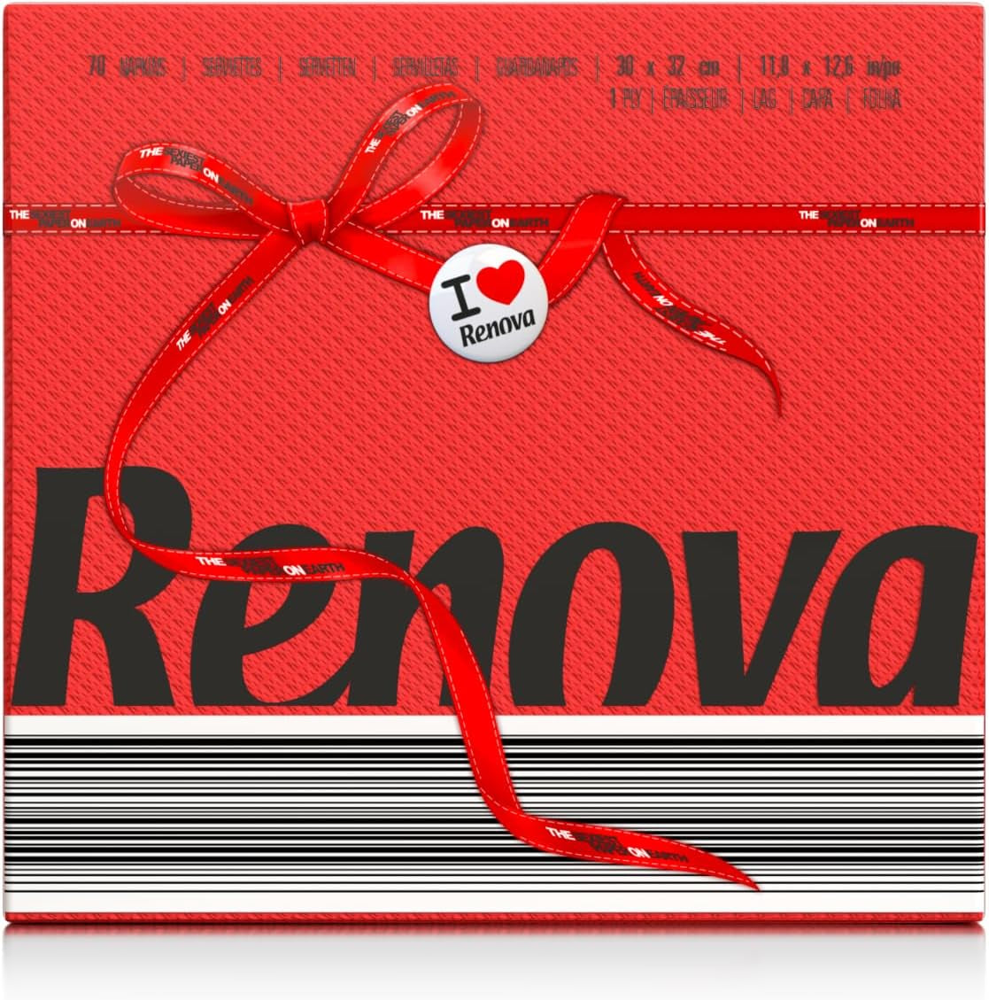 Servilletas de papel Renova, etiqueta roja roja - 70 servilletas