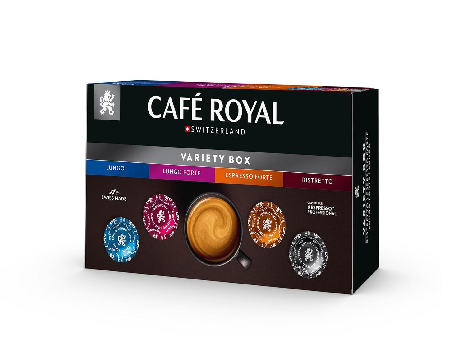 Café Royal Monodosis Profesionales, Caja Variedad, 40 Monodosis compatibles con Nespresso (R) Professional para Oficina y Gastronomía, Certificado Rainforest Alliance, 100 Prozent Arábica Café