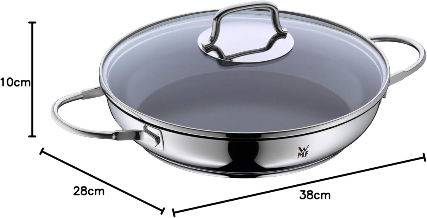Cacerola inducción WMF Devil 26 cm con tapa de cristal, acero inoxidable con revestimiento Cromargan, revestimiento cerámico, apta para horno Ollas y sartenes Naty Shop
