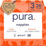 Pañales Eco Baby - Talla 3 (4-9 kg), 1 paquete (26 pañales), Pañales ultra suaves para pieles sensibles, Algodón orgánico, Hasta 12 horas de protección contra fugas, Nueva guía de tallas