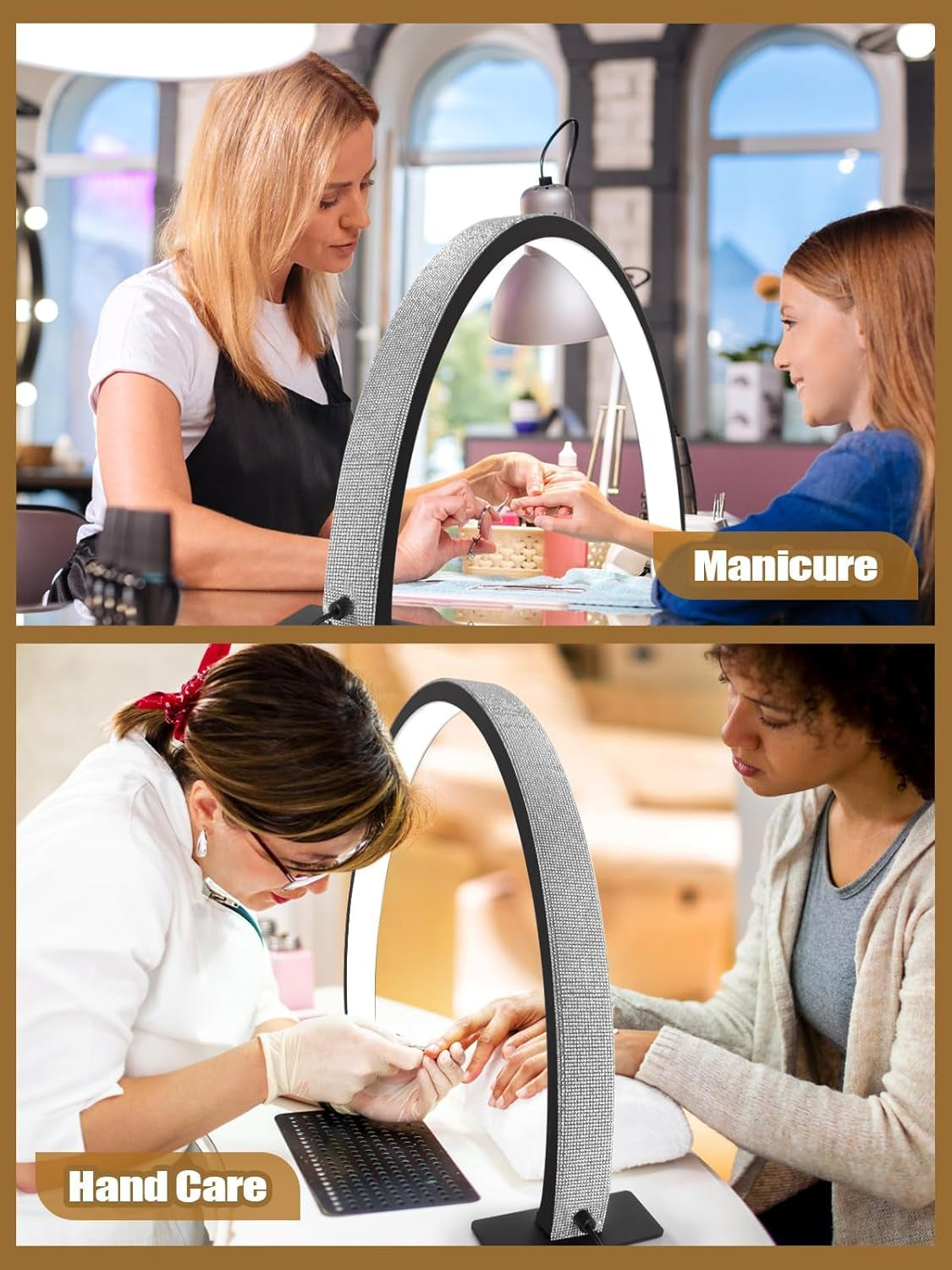 Kalolary Lampadaire, Lash Lumière Pour Extensions De Cils Regglable À 360°, 3000K-6000K Demi-Lune Lamp, Lamp De Beauté (lámpara de media luna)