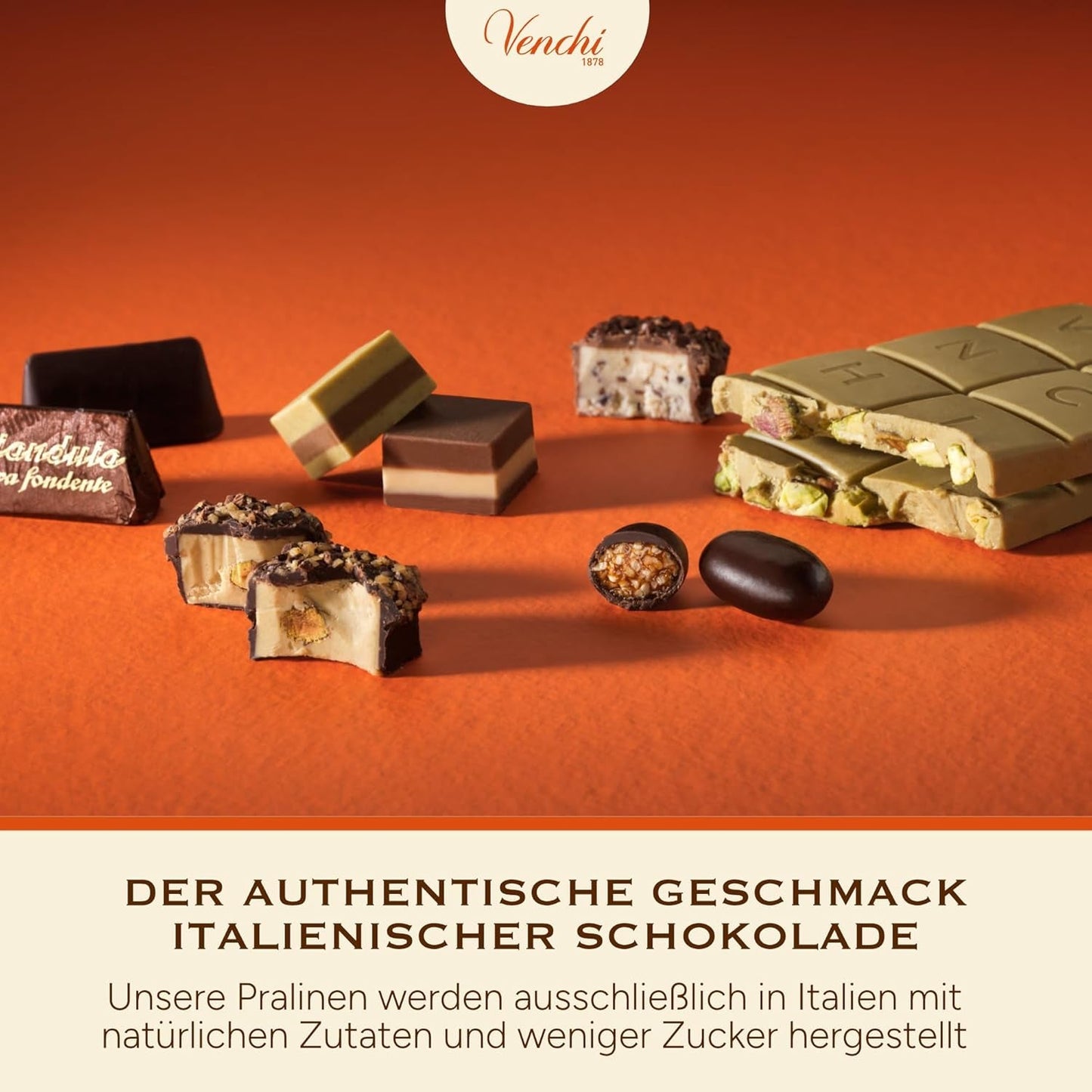 Venchi - Cremini 1878 - Chocolate de tres capas con gianduja con leche y pasta de almendras, "Avellanas Piamontesas IGP", 1 kg, sin gluten, sin colorantes y sin conservantes