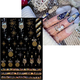 JMEOWIO Nagelsticker Weihnachten Gold Glitter Silver 8 Blatt Nail Art Sticker Selbstklebend Nagelaufkleber Schneeflocke Winterurlaub Dekoration Nageldesign Zubehör