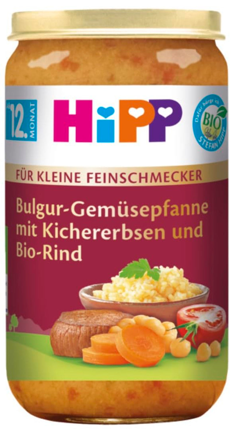 HiPP For Little Gourmets Bulgur con Verduras Salteado con Garbanzos y Ternera Ecológica (6 x 250g), a partir de 12 meses, con Omega-3, de la mejor calidad ecológica