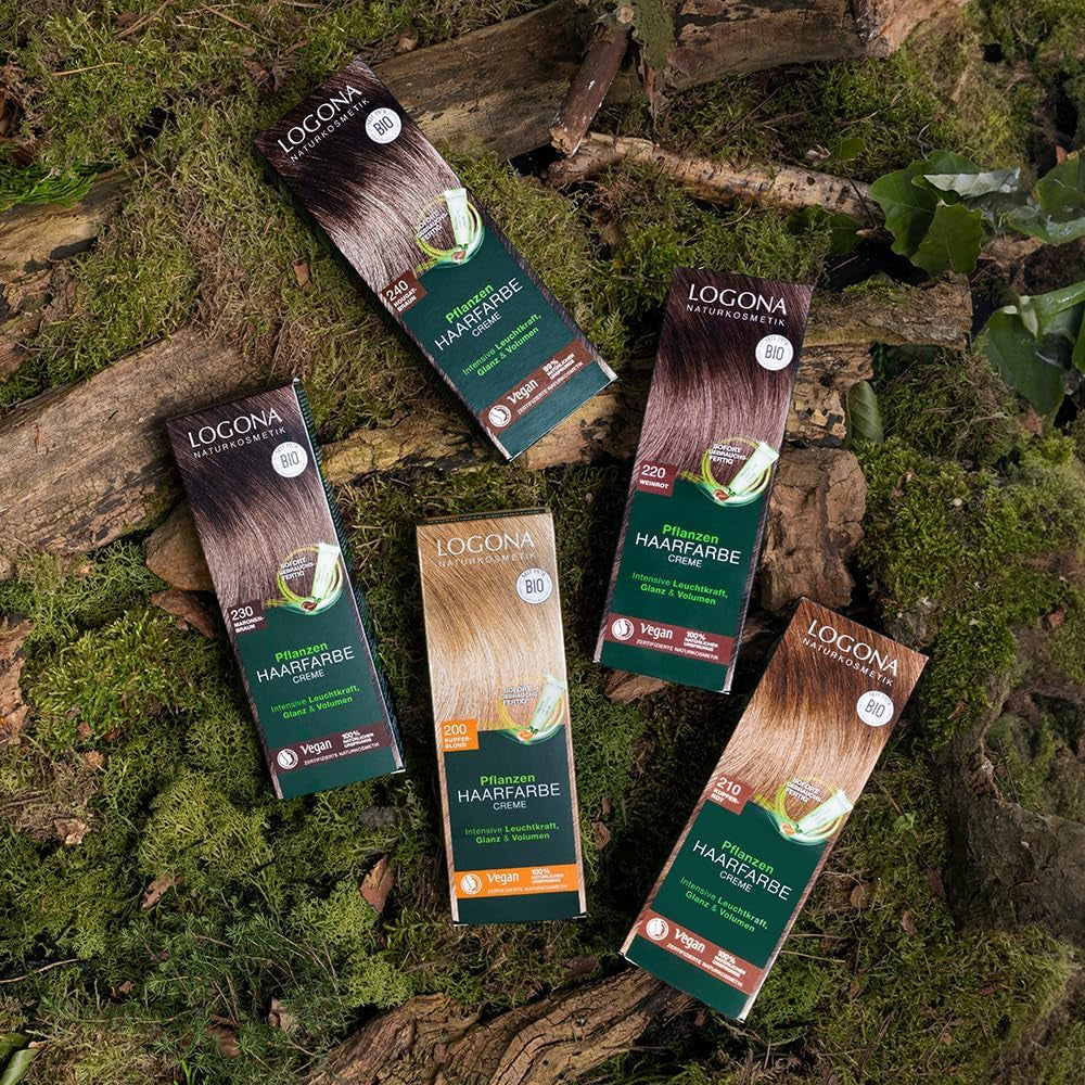 LOGONA Cosmética Natural Coloración Vegetal en Crema 240 Marrón Turrón, Tinte natural para cabello castaño con henna, crema colorante para tonos castaños, colorante para cabello oscuro, 150ml Tinte para el cabello Naty Shop