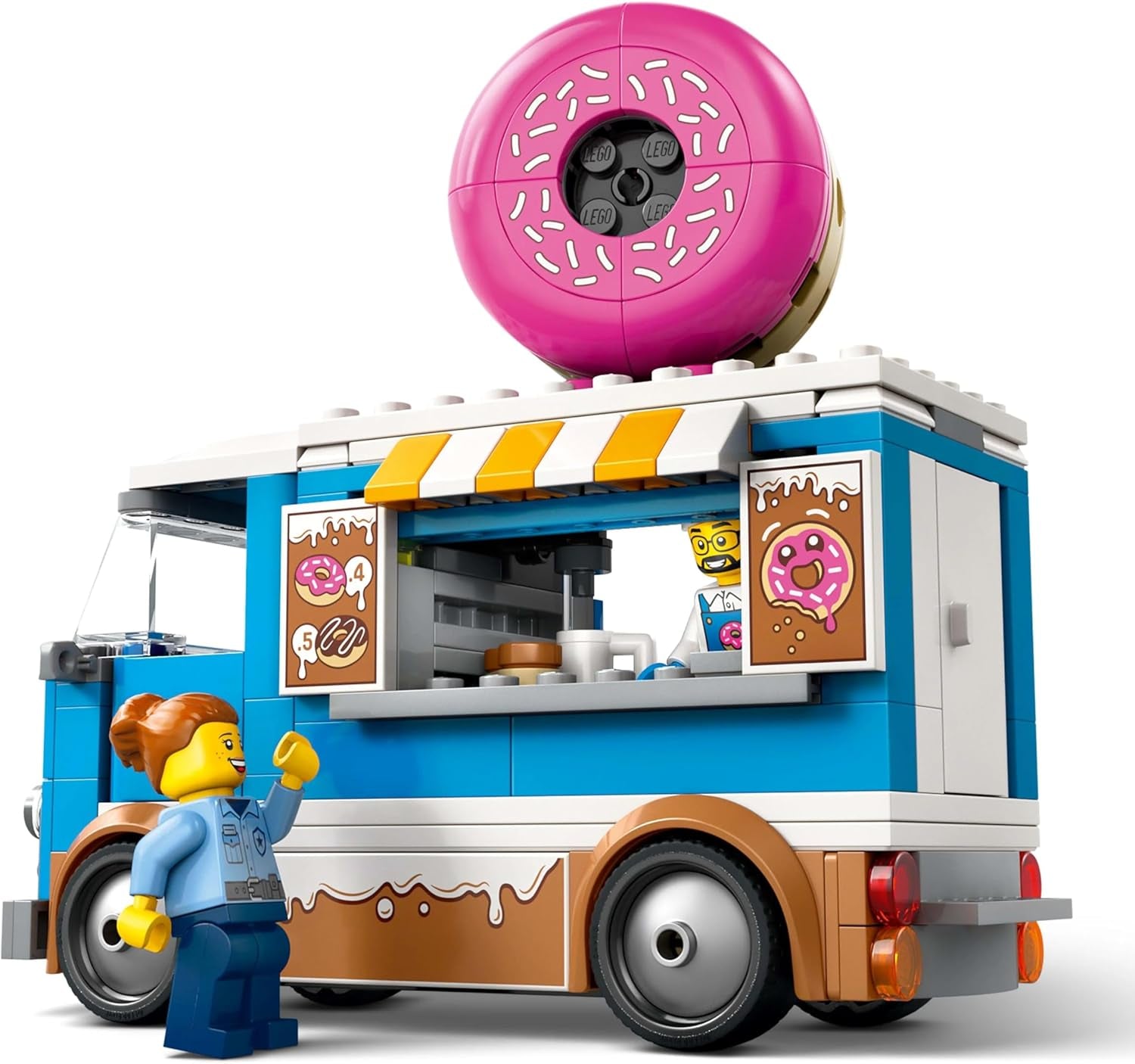 LEGO City Donut Truck - Camión de comida de juguete con 2 minifiguras de policías - Juguete de construcción para niños y niñas a partir de 5 años - Idea de regalo de cumpleaños y vacaciones 60452 Juegos de construcción Besuche den LEGO-Store