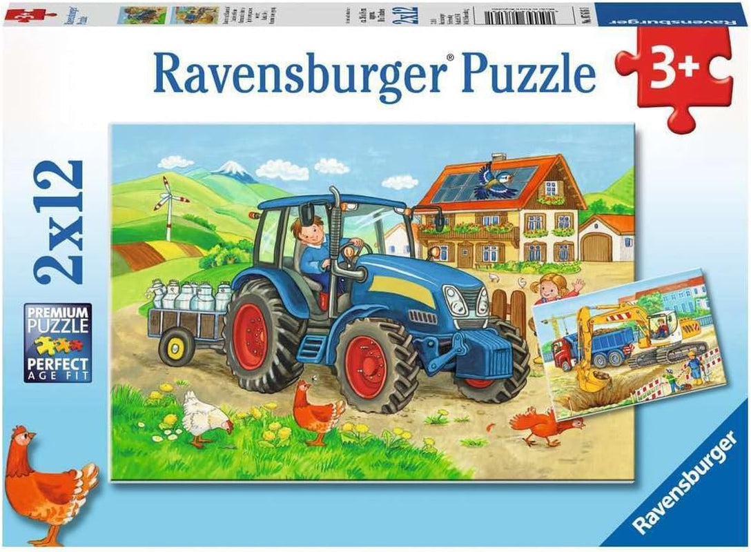 Ravensburger Puzzle para niños - 07616 Obra y Granja - Puzzle para 3+ 2X12 Piezas Naty Shop Single