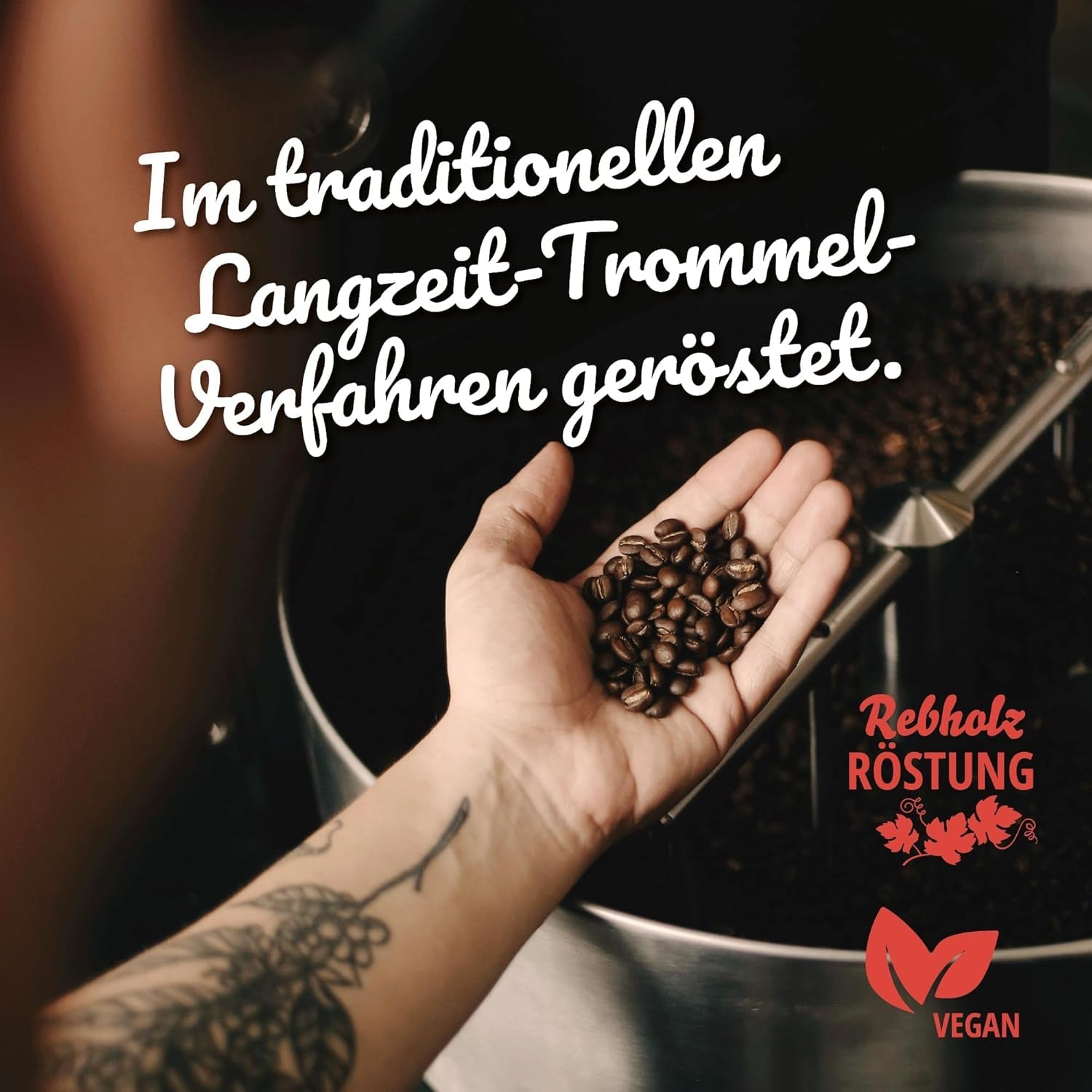 ASADO EN BLANCO - Barista Tattoo Espresso - 1000g - im Langzeit Trommel-Röstverfahren geröstet - Bohnen aus den besten Anbaugebieten - Premium Arábica y Edel Robusta - schokoladig & nussig - säurearm