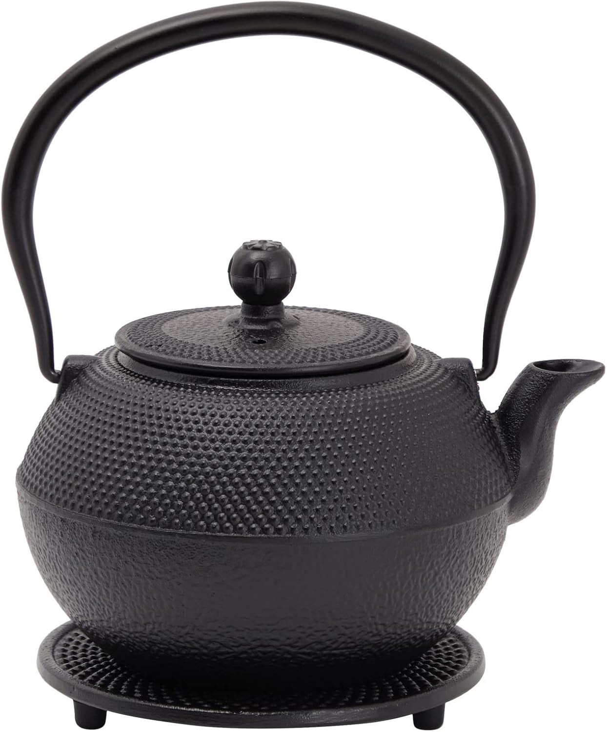 Juvale Juego de té japonés con tetera de hierro fundido (1200 ml), platillo y 2 tazas, juego de té estilo Tetsubin, negro