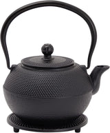 Juvale Juego de té japonés con tetera de hierro fundido (1200 ml), platillo y 2 tazas, juego de té estilo Tetsubin, negro