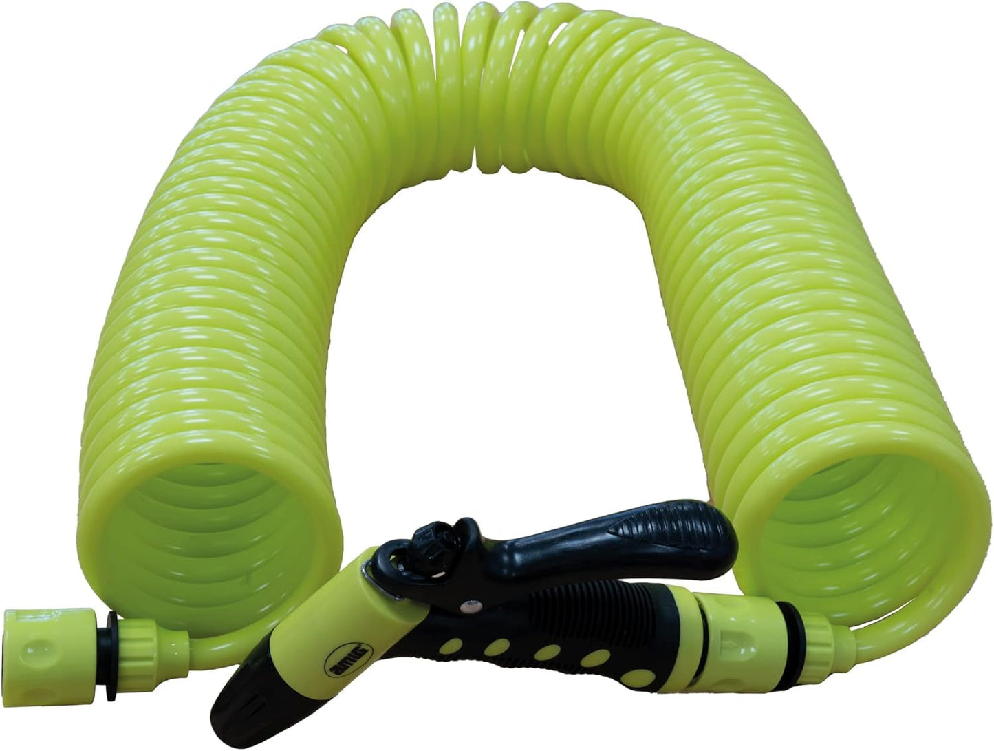 Amig - Turún | Espiral | 15 metros | Incluye 4 accesorios | Con pistola de riego, adaptador para grifo y 2 enchufes rápidos | Goma EVA | Verde pistacho