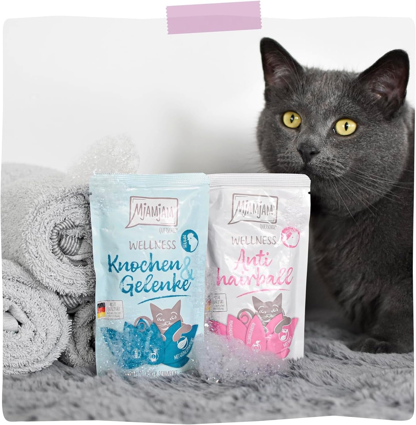 MjAMjAM - Comida húmeda premium para gatos - Bienestar - Digestivo - Pollo, paquete de 12 (12 x 125 g), sin cereales